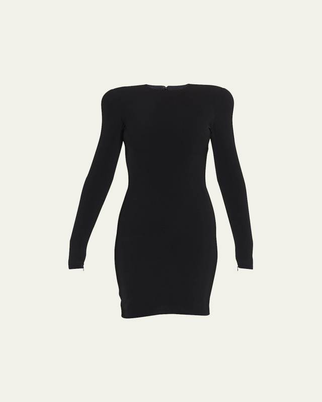 Long-Sleeve Mini Dress with Shoulder Pads